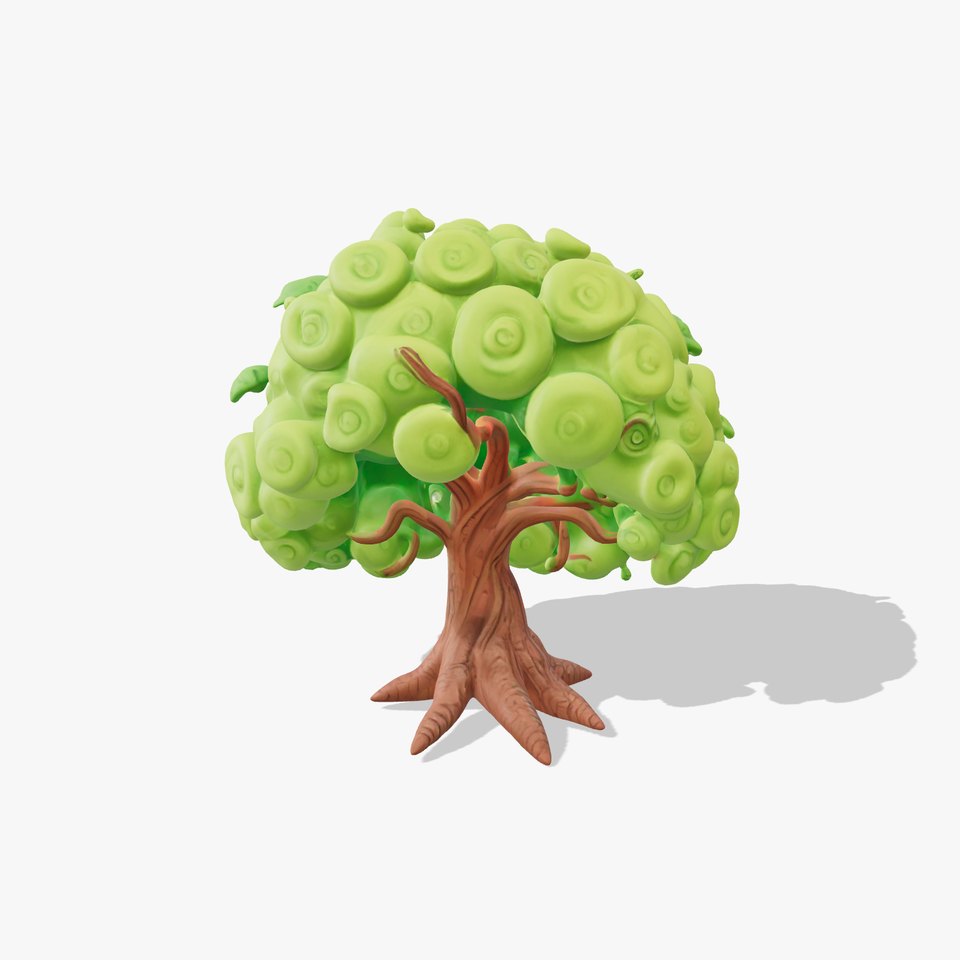 Curly Tree Cartoon Style D Model Pack
